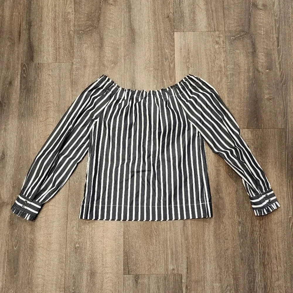 *NWT* J. Crew Striped Off the Shoulder Top with Bow